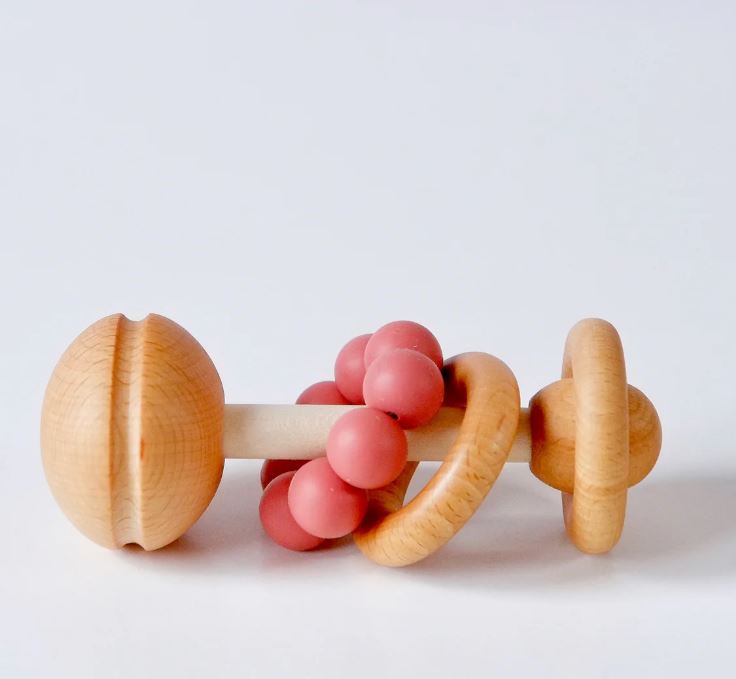 Wooden baby rattle by Blossom and Bear