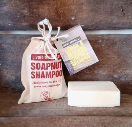 Lemon and Avacado Soapnut shampoo  bar by Living Naturally 90g