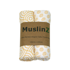 XL Bamboo / Organic Cotton Muslin Squares by Muslinz 120 x 120cm (2-pack)