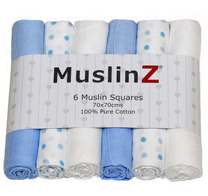Muslin Squares x 6 by Muslinz 70 x 70cm (various colours)