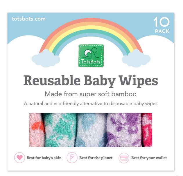 TotsBots washable baby wipes x 10