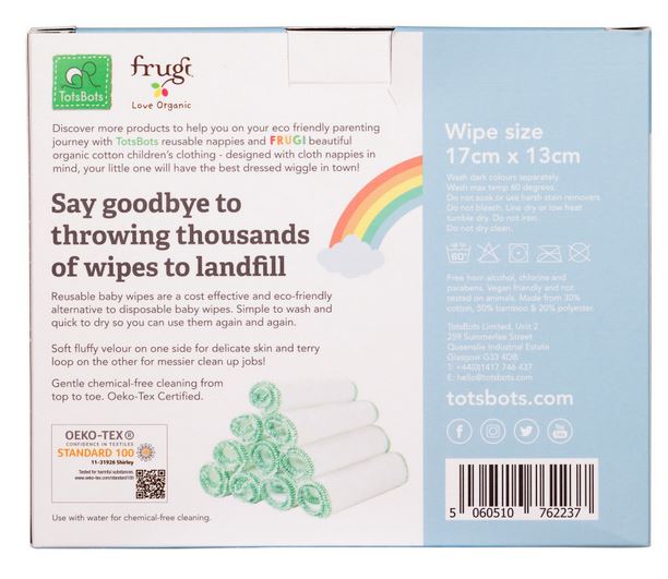 TotsBots washable baby wipes x 10